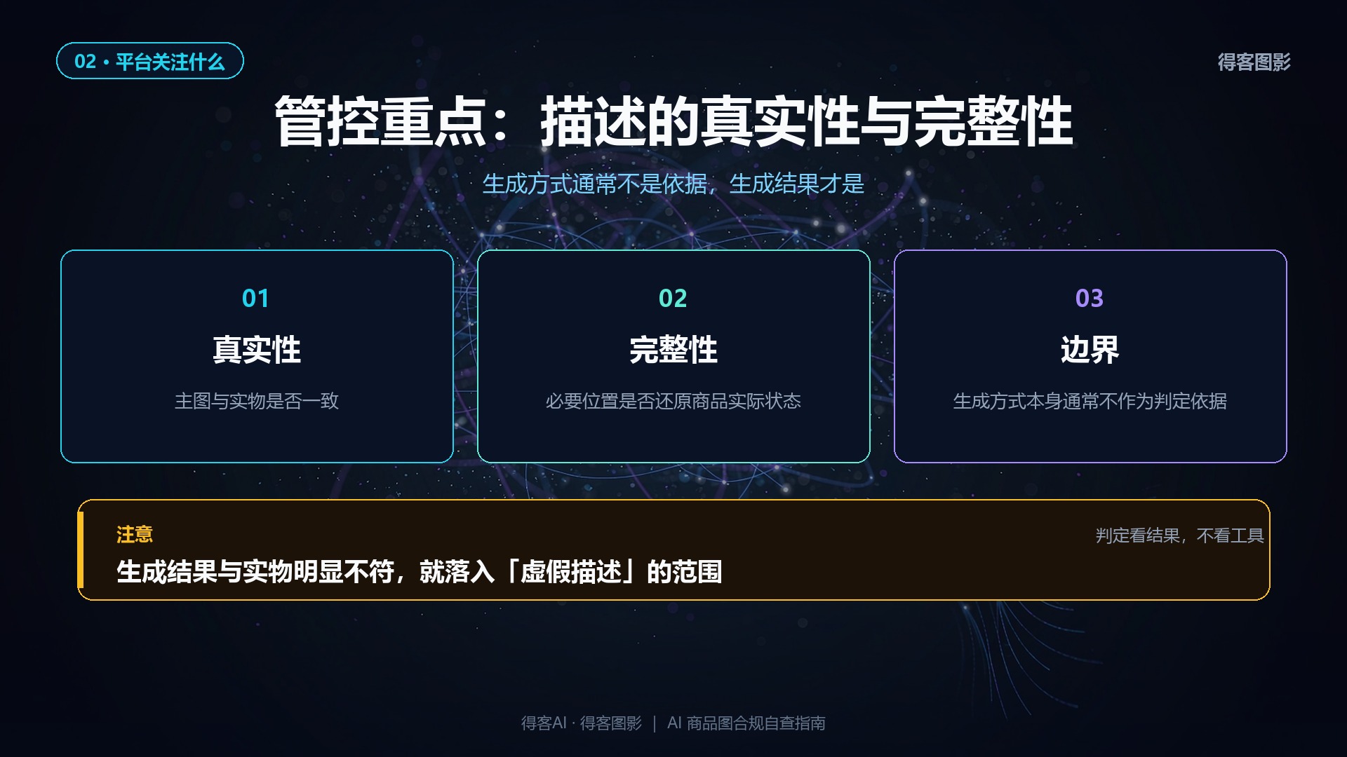 平台管控重点：真实性 / 完整性 / 边界