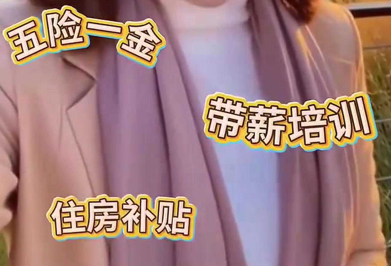 「五险一金 / 带薪培训 / 住房补贴」福利字幕特写