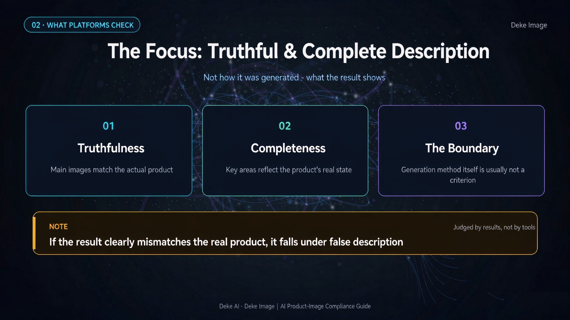 The Focus: Truthful & Complete Description(平台关注什么)