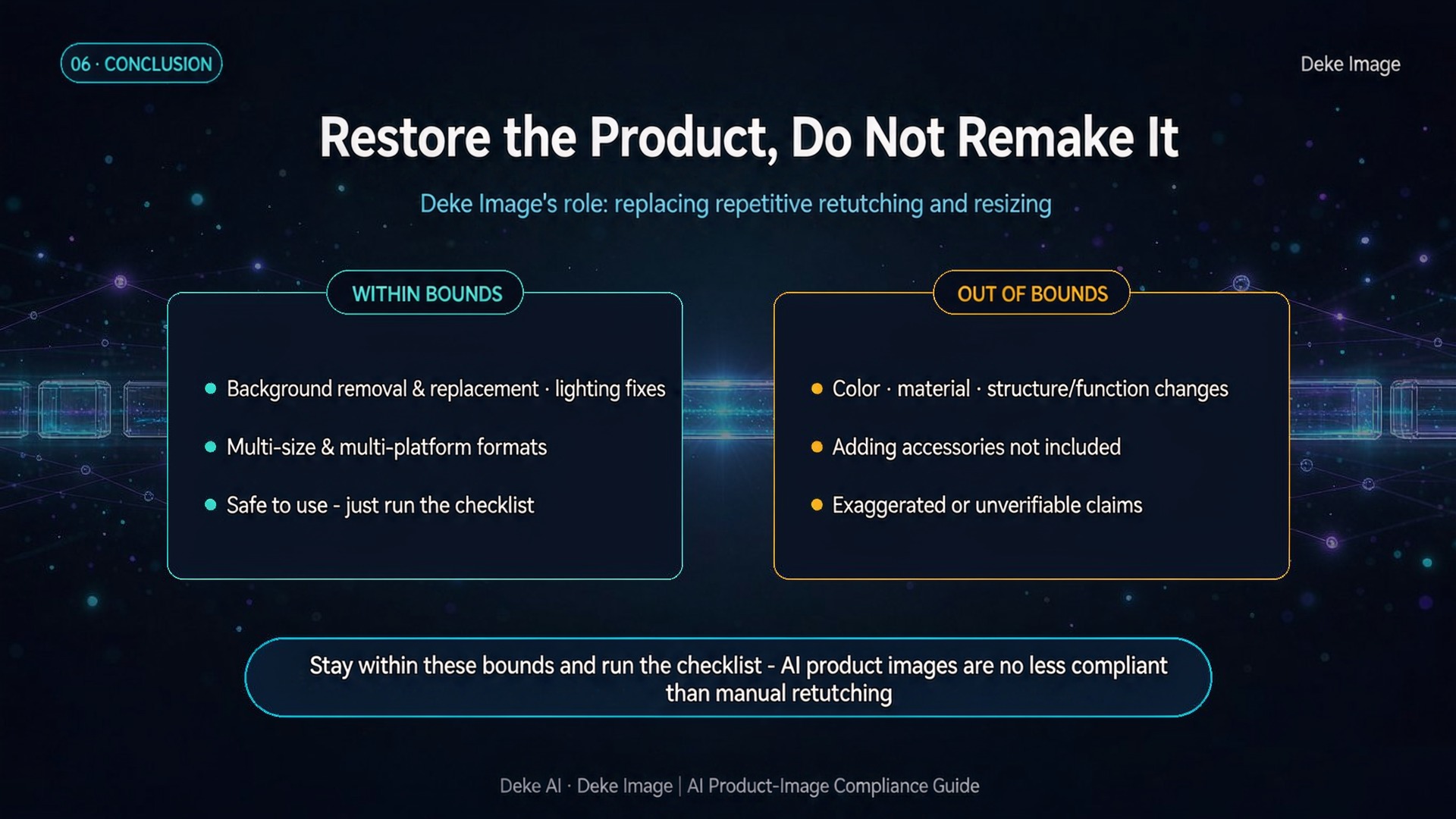 Restore the Product, Do Not Remake It(结论)